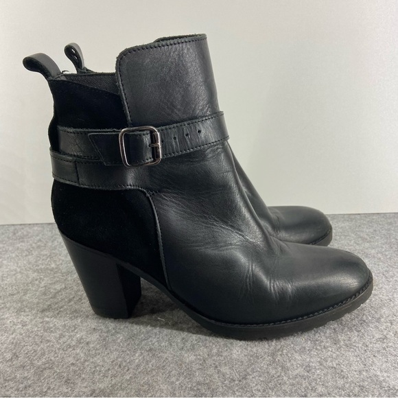 Lavorazione Artigiana Italy Super Soft Black Leather Suede Wrap Ankle BootsSize7 - Picture 4 of 13